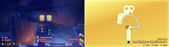 Blocks 11-12 in the Brrning Sea Great Lighthouse Island from Mario & Luigi: Brothership