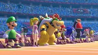 A screenshot of the characters at the starting line.