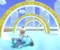 Thumbnail of the Koopa Troopa Cup challenge from the Ice Tour; a Ring Race challenge set on SNES Vanilla Lake 1 (reused as the Baby Mario Cup's bonus challenge in the Super Mario Kart Tour)