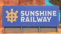 Sunshine Railway advert in Mario Kart World
