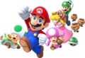 Mario, Green Toad, Toadette, Princess Peach, and Luigi (shadowless)