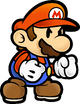 Paper Mario: The Thousand-Year Door promotional artwork: Mario, having an angry mood, with his fists tightened.