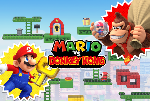 Completed jigsaw puzzle showing key artwork for the Nintendo Switch version of Mario vs. Donkey Kong