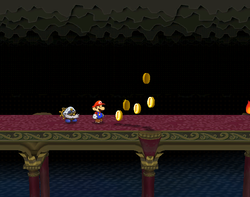 Mario after destroying the second firebar in Palace of Shadow of Paper Mario: The Thousand-Year Door.