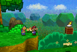 Mario finding Thunder Bolt in Pleasant Path of Paper Mario.