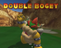 Bowser reacts to getting a Double Bogey in Mario Golf: Toadstool Tour.
