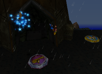 A setup for a Golden Banana for Tiny Kong on DK Isles.