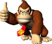 Artwork of Donkey Kong in DK: Jungle Climber (also used in Mario Kart Wii)