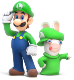 Artwork of Luigi and Rabbid Luigi for Mario + Rabbids Kingdom Battle