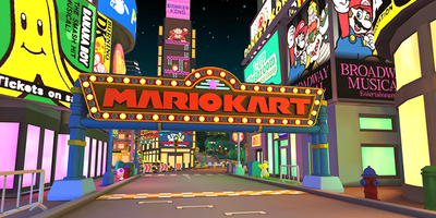 New York Minute scene from the official website of Mario Kart Tour