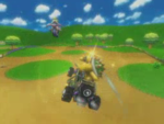 Peach and Bowser tricking on the course