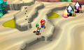 Mario and Luigi exploring Dozing Sands.