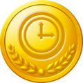 A gold Time Attack medal in New Super Mario Bros. U Deluxe