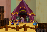 Mario and Kooper in front of Merlee's tent