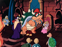 The wedding ceremony between Princess Peach and Bowser in Super Mario Bros.: Peach-hime Kyūshutsu Dai Sakusen!