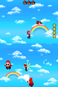 Screenshot of the Bounce and Pounce minigame in Super Mario 64 DS
