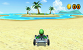 Screenshot of Luigi using Slim tires from Mario Kart 7.