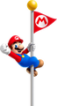 Mario at the top of a Goal Pole