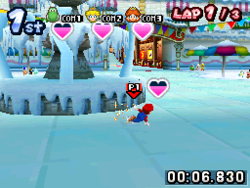 The Intense Short Track event from the Nintendo DS version of Mario & Sonic at the Olympic Winter Games.