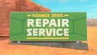 Hammer Bros. Repair Service advert in Mario Kart World