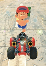 Baby Mario (Swimwear) performing a trick.