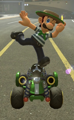 Luigi (Gondolier) performing a trick.