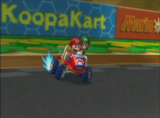 Mario and Luigi drifting on Mario Circuit
