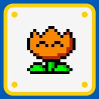 Sprite of a Fire Flower shown with answer 3 of question 6 of the Online Quiz for MAR10 Day 2024.