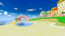 View of Peach Beach in Mario Kart Wii