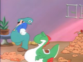 Luigi and Yoshi sleeping in a bird position.