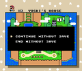 The menu in Super Mario World, whose options differ from those used at regular save points