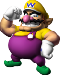 Artwork of Wario for Mario Party 7 (reused for Mario & Sonic at the Olympic Games and Mario Kart Wii)