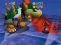 An early version of the Bowser fight. Notice the different HUD.