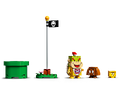 A pipe, a Goal Pole, Bowser Jr., a Goomba and a ? Block