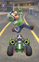 Luigi (Pro Racer) performing a trick.