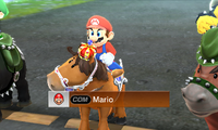 Mario riding on a horse in Pro difficulty from Mario Sports Superstars