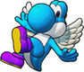 Sprite of Light-blue Winged Yoshi's team image, from Puzzle & Dragons: Super Mario Bros. Edition.