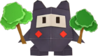 An origami (Grass) Ninji from Paper Mario: The Origami King.