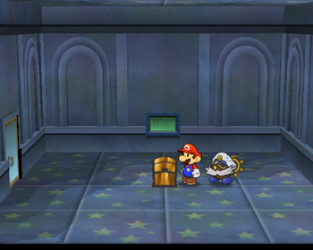 Second treasure chest in Palace of Shadow of Paper Mario: The Thousand-Year Door.