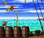 Diddy Kong collecting Bananas in Pirate Panic.