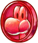Artwork of a red coin, from Yoshi's New Island.