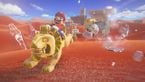 A screenshot of Mario riding a Jaxi in the Sand Kingdom in Super Mario Odyssey