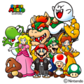 Mario in Japanese attire with other characters
