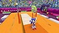 Sonic competing on the Uneven Bars.