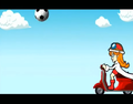Mona accidentally sending a soccer ball flying