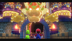 Mario and Luigi about to enter The Great Tower of Bowser Land