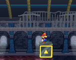 Mario gets elevated up to the plane panel