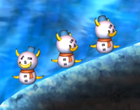 A group of three Snow Men from Donkey Kong Jungle Beat