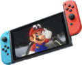 Super Mario Odyssey being played in Handheld Mode