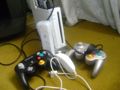 My Nintendo Wii and my GameCube controllers, Wii Remote and Nunchuk.